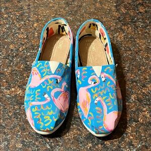 Toms Hand Painted Ladies Flamingo Shoes